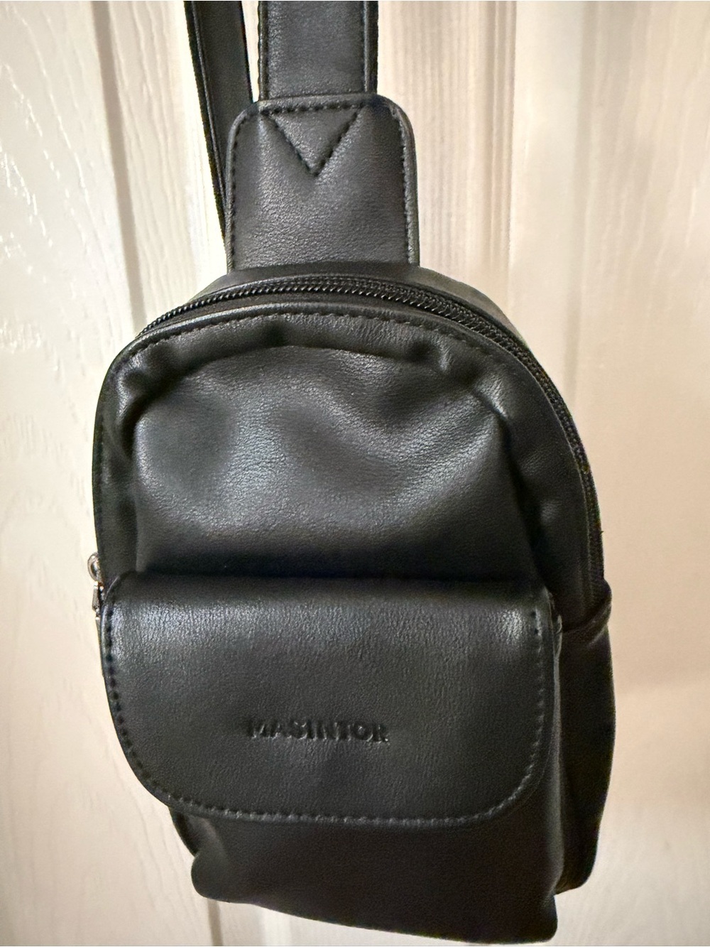 Black Mini Crossbody Sling Bag with Front Pocket